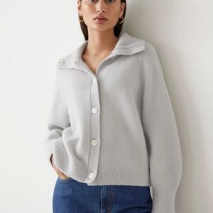 & Other Stories Light Gray/Powder Blue Button-Up Knit Cardigan